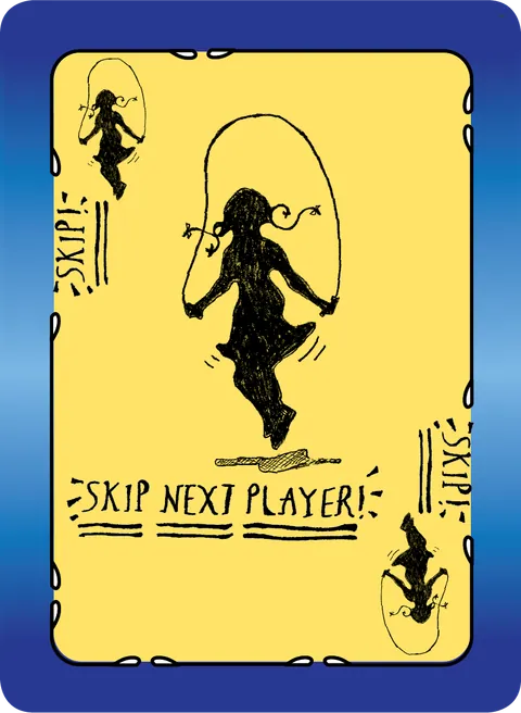"Skip" action card from You Wish! game