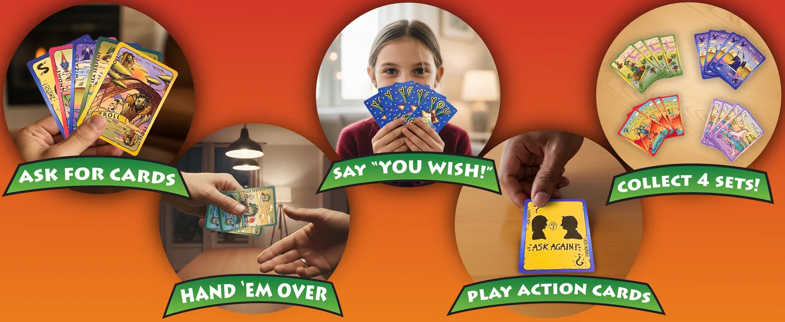 How to play You Wish! — Ask for cards, say You Wish!, collect 4 sets